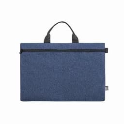 A blue laptop sleeve with a zip closure and two handles for easy carrying. Features a simple, textured design.