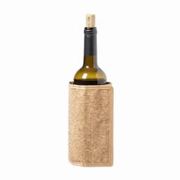 A drink bottle with a cork stopper in a tan cork sleeve, presenting a sleek and natural design.