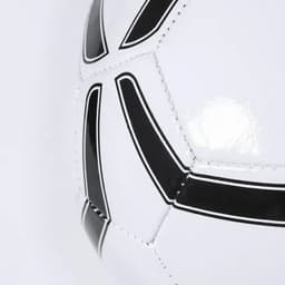 A soccer ball featuring a classic black and white design with panels and stitching details.