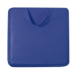 A square blue carry bag with a handle, featuring a textured fabric surface.