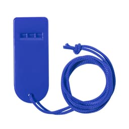 A purple promotional product with a braided rope attached, featuring three slots on the front and a smooth back.
