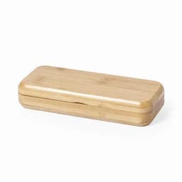 A bamboo storage box with a smooth finish and a hinged lid, featuring a natural wood colour.