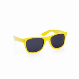 A pair of yellow sunglasses with dark lenses and a classic design.