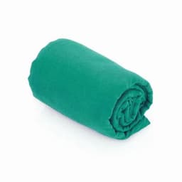 A rolled teal fleece blanket, soft and smooth, features no visible logos or branding.