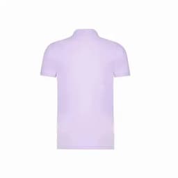 A polo shirt in a light purple colour with a plain back. It features a collar and short sleeves.