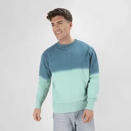 A jumper in blue and mint green ombre with a relaxed fit, featuring long sleeves and a round neckline.
