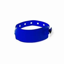 A blue drink bottle with a smooth design and a functional fastening mechanism. It features multiple holes.