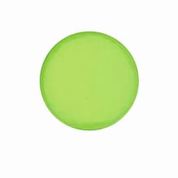 A round, bright green promotional product with a smooth surface and a simple design.
