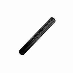 A black reflective product with a smooth, elongated design. It features a shiny surface and has a logo.