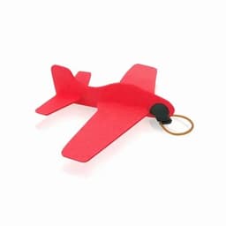 A red toy aeroplane made of foam, featuring a rubber band for launching. Compact and lightweight design.