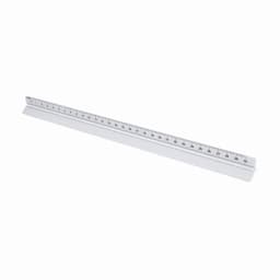 A straight ruler in white with black measurement markings, displaying metrics up to 30 centimetres.