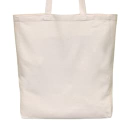 A plain natural canvas bag with a gusset and two handle straps, featuring a simple, unbranded design.