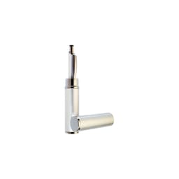 A silver aluminium pen tube with a sleek design, featuring a pen on one end and a cylindrical body.