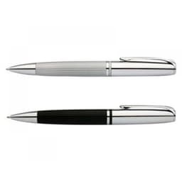 Two Mercury pens displayed: one in silver with textured grip and the other in black, both featuring chrome accents.