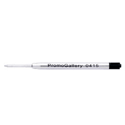 A sleek black and silver metal pen with a pointed tip and a logo.