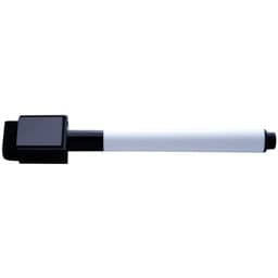 A slim whiteboard pen with a black tip and a built-in magnet for easy storage. The body is predominantly white.