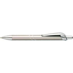 A silver Osprey pen with a chrome clip and detailing, featuring a smooth design and a logo.