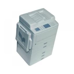A grey stress relief toy shaped like a photocopy machine, featuring buttons and a handle.