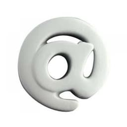 A grey stress shape featuring a stylised '@' symbol, designed for squeezing and stress relief.