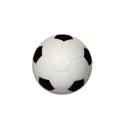 A stress soccer ball featuring a classic black and white hexagonal pattern. It has a rounded shape and is made of soft material.