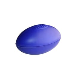 A large blue football with a smooth surface and a textured grip area. It features a logo on one side.