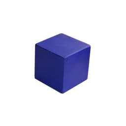 A stress cube in a solid blue colour, featuring a smooth surface and a square shape.