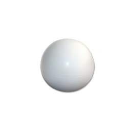 A white stress ball in a rounded shape, featuring a smooth surface and no visible patterns or designs.