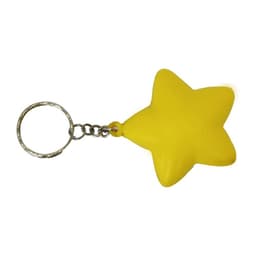 A yellow star-shaped keyring connected to a metal chain and keyring loop.