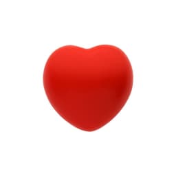 A red heart-shaped stress ball with a smooth surface and no visible branding.