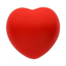 A red heart-shaped stress ball with a smooth surface and no visible branding.