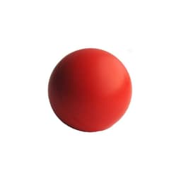 A red stress ball with a smooth, spherical surface, featuring no visible text or logos.