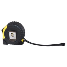 A 5M tape measure in black and yellow, featuring a textured grip and a metal clip on the side.