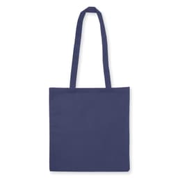 A navy blue non-woven tote bag without a gusset, featuring two shoulder straps and a blank surface.