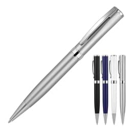 A ballpoint pen named "Metal Pen Ballpoint Prestige Hector" in silver, with options in black, blue, and white.