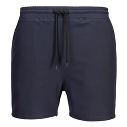 Dark navy quick-dry sports shorts with an elastic waistband and drawstring. Features a logo on the design.