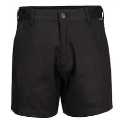 Lightweight cotton drill work shorts in black with a logo on the side.