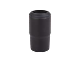 A drink bottle in matte black with a cylindrical design, featuring a top opening and a smooth, sleek finish.