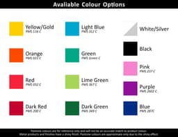 A selection of colour options for silicon wristbands, including yellow, orange, green, red, pink, and purple.