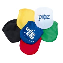 A collection of multi-coloured drink coasters in yellow, black, white, blue, green, and red, featuring various logos.