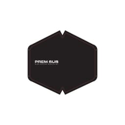 A black face mask with a hexagonal shape, featuring a logo and red accents along the edges.
