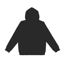 A black hoodie featuring a hood and long sleeves. It has a simple design and includes a logo.