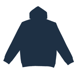 A dark navy blue hoodie with a hood, featuring no pockets and a simple design.