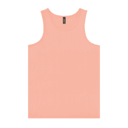 A peach-coloured adult singlet with a simple design and a logo at the neck.