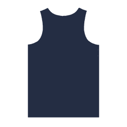 A navy blue adult singlet with a simple design and a logo on the front.