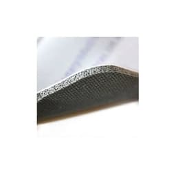 A close-up of a round black mat with a textured edge, showcasing its thickness and material.