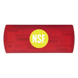 A red bandage dispenser featuring a circular logo in the centre.