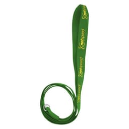 A green 1.1M dog leash features a logo and has a 19mm width, showcasing a durable and flexible design.