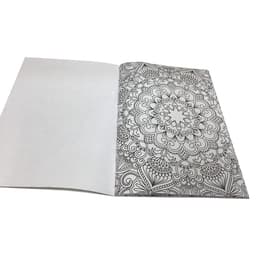A5 colouring book featuring intricate black and white patterns on one page, with a blank page opposite.