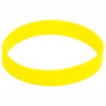 A yellow silicone wristband featuring a logo, designed for promotional use in exhibitions and events.