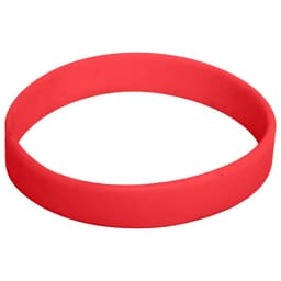 A red silicone wristband featuring a logo, designed for exhibitions and events.